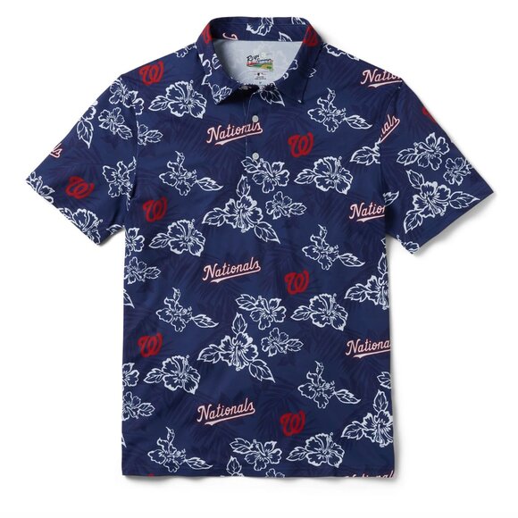 Reyn Spooner x MLB Washington Nationals Pua Performance Hawaiian Polo, Navy, S - Picture 1 of 9